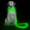 Dog Collars Leashes Led Glowing Leash Luminous Dog Collar With Pendant Set Luxury Light For Kinds Dogs Cat Night Safety Flashing Collar Accessories 230908