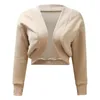 Felpe con cappuccio da donna Scialle corto Felpa Solid Manica lunga Crop Cardigan Foro per il pollice Top Aperto davanti Allentato Allenamento Ropa Mujer Estetica