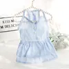 Vêtements de chien Vêtements pour animaux de compagnie Jarretelle Princesse Robe pour chiens Vêtements Chat Petit bouton de perle artificielle Mince Summer Blue Girl Yorkshire