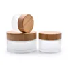 5g 15g 30g 50g 100g Cosmetic Glass Jar Frosted Clear Cream Bottles Travel Cosmetic Container with Natural Bamboo Lids and PP Inner Cover