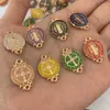 Charms 50PcsSaint Benedict Medal Double Sided Catholic Medals Favor Gifts Religious Charm Connector Bead Set of Multicolor Lace Pendant 230907