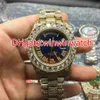 Enorma diamanter Bezel Wrist Watch 43mm Hip Hop Rappers Full Iced Out Gold Case Automatiska klockor 261K