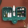 Förvaringslådor väggmonterad kosmetisk låda stansfri makeup arrangör stor kapacitet badrum skönhet vattentät hylla