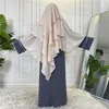 Vêtements ethniques Femmes Eid Prière Vêtement Long Khimar Ramdan Musulman Foulard 3 Couches Jilbab Jubha Islamique Hijabs Musulman Dejellab