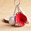 Keychains DUTRIEUX Baseball Glove Wooden Keychain Mini Three-piece Sports Car Key Chain For Man Women Ring Party Gift Wholesale