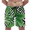 Men's Shorts Palm Leaves Board Black White Geometry Hawaii Short Pants Custom Surfing Quick Dry Swimming Trunks Birthday Present