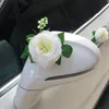 Finto floreale verde rosa bianca fiore artificiale per la decorazione dell'auto nuziale Decorazioni per auto da sposa Nastri per maniglie delle porte Fiore di seta 230907