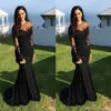 Vestidos de noite 2017 sexy árabe jóia pescoço ilusão rendas apliques cristal frisado preto sereia mangas compridas vestido de festa formal p273b