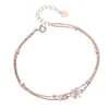 Charm Bracelets Luxury Female Flower Bracelet Rose Gold Silver Color For Women Rhinestone Adjustable Wedding Jewelry