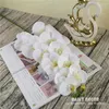 Flores decorativas 11 CABEZA TOUCHO REAL ARMA A LA Silicona Artificial Mariposa Orchid Mano de Látex Phalaenopsis de boda de látex 10 piezas