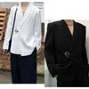 Costumes pour hommes Blazers Chaîne à simple boutonnage Décoré Bouton Blazer Hommes Noir Café Jeune Mode Costume Veste M-3XL251E