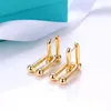 18K gold double u shape stud earrings for women fashion luxury brand designer OL style ear rings earring party wedding jewelry217C