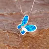 Pendant Necklaces White Blue Opal Stone Charm Cute Female Butterfly Necklace For Women Rose Gold Silver Color Chain Boho Jewelry