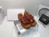 Classic designer slippers with thick soles whole embroidered casual sponge cake sandals genuine leather one line slipper