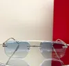 Rimless Sunglasses Silver Blue Gradient Men Summer Sunnies gafas de sol Sonnenbrille UV400 Eyewear with Box