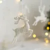 Decorações de Natal Árvore Pendurada Pingentes Glitter Pequeno Xmas Deer Oranments Elk Feliz Decoração Feliz Ano Branco 230907