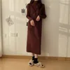 Robes décontractées Robe tricotée pour femme 2023 Automne Hiver Demi-col haut à manches longues Coréen Lâche Mode Femme Chaud Long Pulls