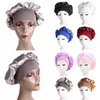 Bonnet Skull Caps 12pcs femmes solide chapeau de couchage bonnet de nuit douche unisexe bain doux chimio élastique bonnet satin large bande soins des cheveux R237m