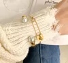 Bangle 2023 Trend Pearl Brooch Titanium Steel Open Bangles Bracelet On Hand For Women Fashion Jewelry