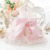 Dog Apparel Korean Sweet Pink Puppy Skirts Fashion Lace Flower Embroidery Bow Party Princess Dress For Small Medium Pet Clothes