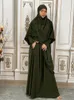 Abbigliamento etnico Donna musulmana Abito da preghiera Islam Khimar Hijab Dubai Abaya Jilbab Set da 2 pezzi Arabo Nero Turchia Negozio Cappelli Ramadan