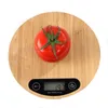 Bilancia elettronica rotonda da 5 kg/1 g in bambù portatile per alimenti da forno, pesa da cucina, bilancia digitale, strumenti di misurazione