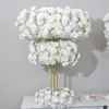 Decorative Flowers White Rose Shades Of Floral Arrangement Wedding Table Runner Row Decor Metal Support Centeriece Stand Event Party Prop