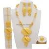 Schmuck Sets Luxus Dubai Gold Farbe Afrikanische Indische Äthiopien Braut Geschenke Party Für Frauen Halskette Ohrringe Set Drop Lieferung Dh9Ce