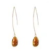 Dangle Oorbellen Squre Glas Omrande Lange Messing Ronde Drop Earring voor dames