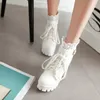 Boots Chelsea Boots Patchwork Hollow Lace Women Lolita Platform Stunky High Heel Lace Up Bow Bow Boots Sweet Party 230907