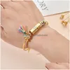 Bracelets de charme Zmzy Boho Mode Cristal Chanceux Manchette Ouverte Bijoux Or Couleur Colorf Bracelet Turc Bracelet Pour Femmes Cadeaux Drop Dhcgl