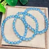 Bangle Natural Blue Topaz Facetterade armband Crystal Armband Bead Stretch Healing Gemstone Birthday Present 1st 7x6mm