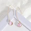 Dangle Oorbellen Squre Glas Omrande Lange Messing Ronde Drop Earring voor dames