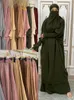 Vêtements ethniques Femme musulmane Tenue de prière Islam Khimar Hijab Dubaï Abaya Jilbab 2 pièces Ensemble Arabe Noir Turquie Magasin Ramadan Chapeaux