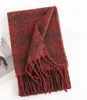 Зимний теплый квадратный клетчатый модный универсальный шарф для женщин