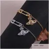 Bracciale Vivian Bracciale Western Empress Dowager Fl Diamond Pins Moda donna 3D Paper Clip Design Alta edizione Esplosivi Drop Delive Dhvui