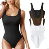 Cintura barriga shaper sem costura escultura bodysuit shapewear mulheres pescoço quadrado barriga controle tanga corpo shaper sexy com nervuras regatas emagrecimento macacão 230908