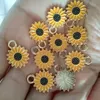 Charms 30Pcs/Lot Yellow Enamel Daisy Flower Charms 14mm For Bracelet Earring Necklace Pendants Alloy Jewelry Making Findings 230907