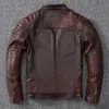 Cuir pour hommes Faux Vintage jaune marron véritable peau de vache véritable veste hommes moto manteau hommes motard vêtements printemps automne asiatique taille 6XL 230908