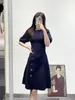 Sandro Puff Rleeve Knit Dress Dress High Talii Slit Mini sukienka dla kobiet