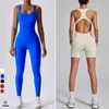 Actieve Sets 2023 Pad Naadloos Een Stuk Jumpsuit Yoga Set Sport Shorts Vrouwen Gym Push Up Workout Legging Fitness Broek bodysuit Pak