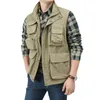 Men's Vests Summer Outdoor Pographer Waistcoat Men's Unloading Vest Tactical Webbed Gear Coat Tool Many Pocket Work Sleeveless Jacket Man 230908