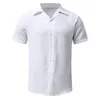 Tute da uomo Estate Uomo Camicia da spiaggia Pantaloncini da surf Set Solido Camicia di lino bianco Abbottonatura Top Fondo Tuta Abbigliamento 230907