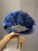 Flores de casamento branco retro nupcial pena fã broche jóias brilhante lantejoulas o estilo gasby 1920 feminino masquerade avestruz