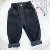 Byxor Jeans 2 7t Hangat Musim Dingin Beludru Untuk Anak Perempuan Celana Pakaian Luar Laki Laki Gugur Panjang REMAJA ANAK ANAK 230907