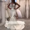 Mariage Vestido De Noiva 2020 Свадебные платья на тонких бретельках Русалка Милая Кружева Дубай Арабский Свадебное платье в стиле бохо цвета слоновой кости 270d