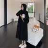 Hooded Long Sweater Dress Women's Autumn/Winter Cartoon Print Korean Loose and Slim Casual Sports Long Dress