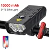 Bike Lights 10000mAh Light USB Rechargeable 3000 Lumen Bicycle Headlight 5T6 LED Flashlight Cycling Front Back Rear light Sets 230907
