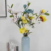 Decorative Flowers 3 Head Artificial Flower Magnolia Real Touch Orchid Bouquet Simulation Branch Wedding Home Decoration Gift