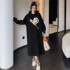 Hooded Long Sweater Dress Women's Autumn/Winter Cartoon Print Korean Loose and Slim Casual Sports Long Dress